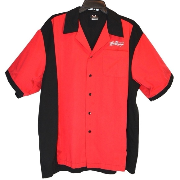 Hilton Cruiser Retro Bowling Shirt Budweiser Red/Black Size XL Rockabilly - Picture 7 of 7